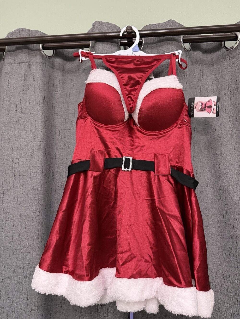 French Affair Sexy Santa Babydoll and G-String Set L